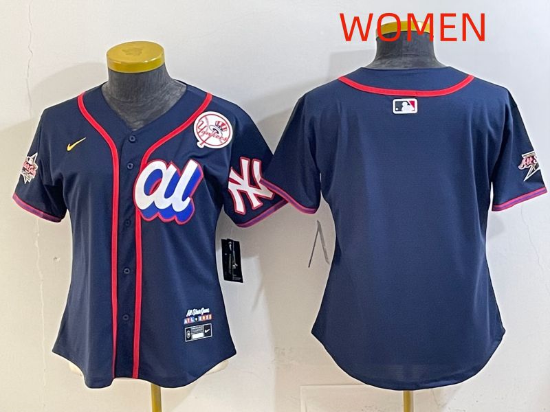Women 2025 New York Yankees Blank Drak Blue All star Nike MLB Jersey style 02